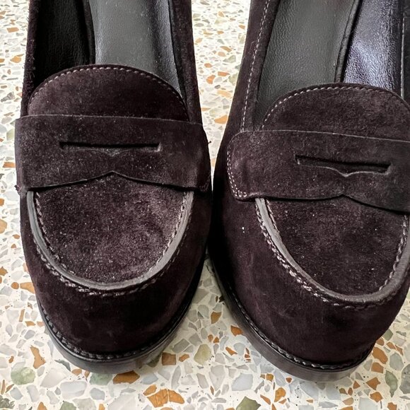 Yves Saint Laurent retro brown suede heels size 38.5 - Picture 8 of 8